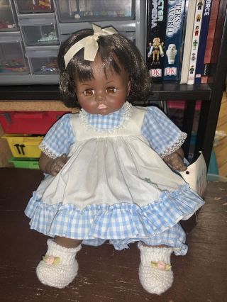 Madame Alexander 14 " Vintage Pussy Cat Black Baby Doll African American Excellen