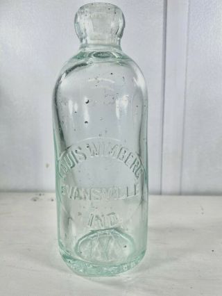 Louis Wimberg Evansville,  Ind.  Indiana Hutch Hutchinson Soda Bottle Antique Pop