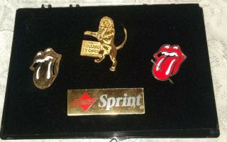3 Rolling Stones Tour Pins Rare Gold Lion Bridges To Babylon & Tongue Red Tongue