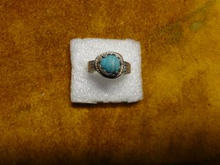 Ancient Ring,  Medieval.  15 - 17 Century.  Silver With Turquoise