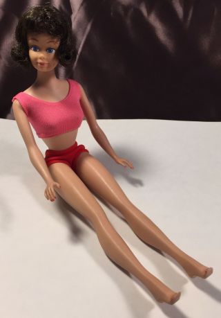 Vintage Midge Doll 860 Brunette Hair Flip Barbie 1964 With Freckles By Mattel