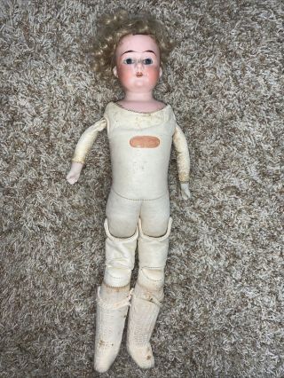 Antique Doll Bisque 15” Armand Marseille Alma Leather Body Cork Stuffed Germany