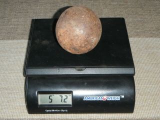 Antique Solid Shot Cannon Ball 3.  3 " 5 Lbs 7.  2 Oz Northern California Dug Find