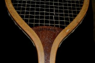 Antique Vintage Wood 1905 Spalding Greenwood Tennis Racket Wide Oval Head