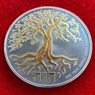 Niue 2018 Tree Of Life 1 Oz.  9999 Silver Coin - Antique Finish 24k Gold By Sfs