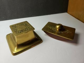 Vintage Arts And Crafts Bradley And Hubbard Brass Inkwell And Blotter