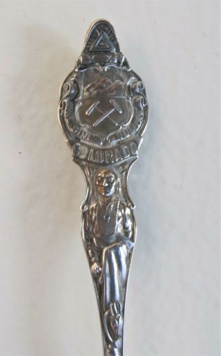 Vintage Sterling Silver Double - Sided Pueblo Colorado Souvenir Spoon Indian