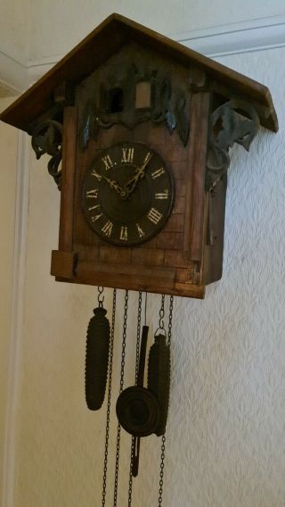 Very Rare Cuckoo And Quail Black Forest Cuckoo Clock C 1870 For Restoration