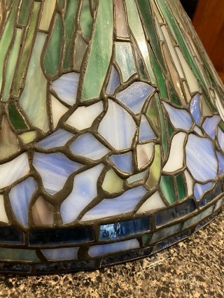 Antique Vintage Tiffany 20” Leaded Glass Lamp Shade Gorgeous “Rare”Find 6