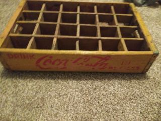 Vintage Coca - Cola Wooden 24 Bottle Yellow Crate Rare