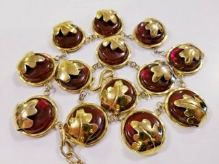 Stunning Frances Patiky Stein Red Gripoix Gold Plated Necklace Fps France Rare