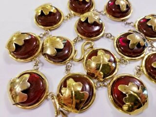 STUNNING Frances Patiky Stein Red Gripoix Gold Plated Necklace FPS France RARE 3