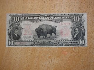 Rare 1901 Bison Buffalo $10 $10.  00 Ten Dollar United States Legal Tender Note Nr