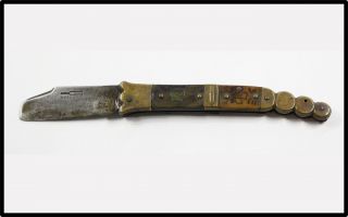 Antique French Beauvoir Navaja Folding Knife Modified To Razor Spanish Market