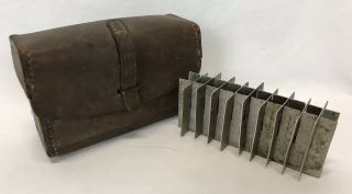 Antique Civil War Or Ww1 Leather Army Military Ammo Ammunition Pouch (1)