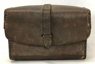 Antique Civil War Or WW1 Leather Army Military Ammo Ammunition Pouch (1) 2
