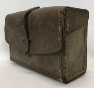 Antique Civil War Or WW1 Leather Army Military Ammo Ammunition Pouch (1) 3