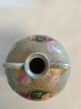 Antique Porcelain 2 Handled Royal Kinran Nippon Vase W/ Moriage Decoration 3