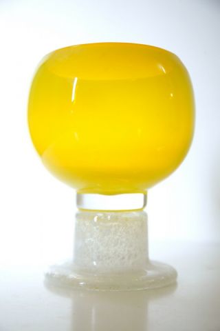 Rare 1960s Kaj Franck Art Glass Goblet Yellow Bowl For Arabia Finland