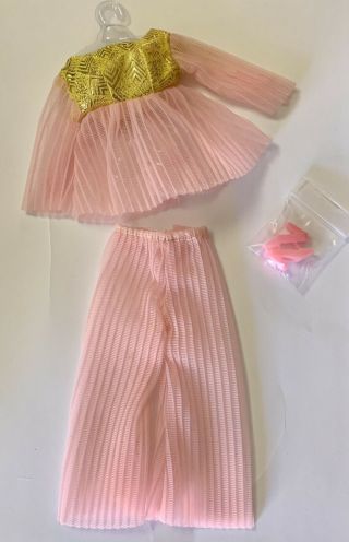 Vintage Barbie Clone Mod Pink And Gold Metallic Pant Set