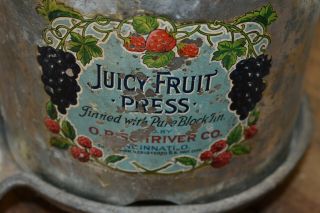 The C.  P.  Schriver Co.  Juicy Fruit Press 3 quart Antique Wine / Cider Press 2