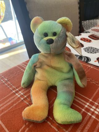 Ty Beanie Baby Garcia - Tie Dyed Bear - Vintage Errors Rare Tags 1993 1995