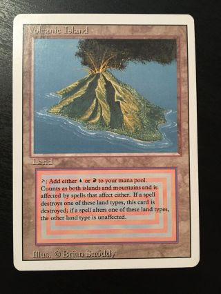 1x Mtg Volcanic Island Revised Red Blue Vintage Rare Dual
