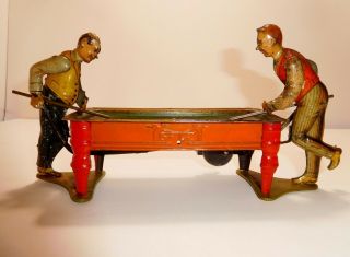 1920s Gely Tin Wind - Up German Pool Toy Very Rare Two Player Billiard