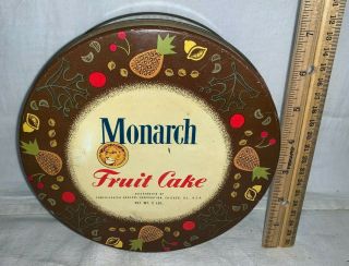 Antique Monarch Christmas Fruit Cake Tin Litho Can Reid Murdoch Grocery Store