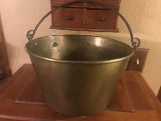 Antique American Brass Kettle Manufacturers Pail Bucket 2