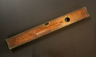 Antique Stanley 26 " Brass - Bound Wood 2 - Bubble Level,  Late 1800s