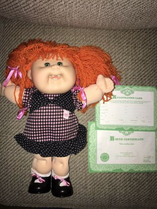 Vintage Cabbage Patch Kid 16” Cpk Doll Red Hair Green Eyes Braids Teeth
