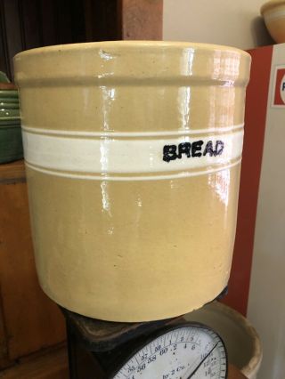 Very Rare Brush Mccoy Dandyline Yellow Ware Bread Crock