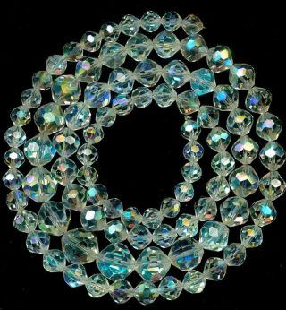 Beads Swarovski Cut Austrian Crystal Ab Flash Clear Faceted 6 - 12mm 25 " Vintage