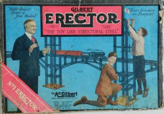 Vintage Gilbert Erector Set No.  1 From 1922 By Gilbert Made In Usa