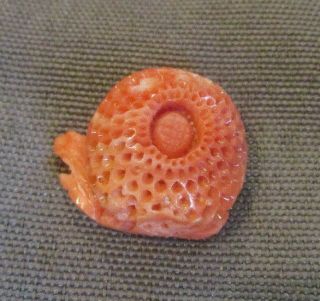 Antique Carved Coral Flower Only 3/4 Side To Side