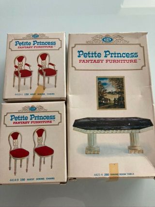 Petite Princess Ideal Dollhouse Furniture,  Dining Table And Chairs