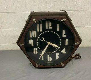 RARE Vintage The Electric Neon Clock Company Hexagonal Metal Clock 20 