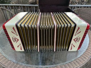 Rare Vintage Crown Concertina Squeeze Box Button Accordion Plays Great