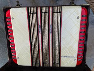 Rare Vintage Crown Concertina Squeeze Box Button Accordion Plays Great 3