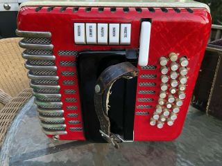Rare Vintage Crown Concertina Squeeze Box Button Accordion Plays Great 4