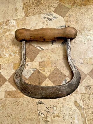 Early Kitchen Primitive Food Chopper Blade Iron Wood Tool Country Kitchen Decor