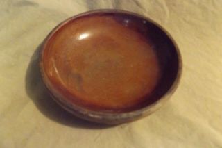Antique 19th C Redware Stoneware 7 " Mud Or Pie Plate 2 Color Slip Unsigned