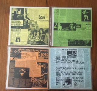 Ac/dc (bon Scott) : Set Of 4 Live Red Vinyl Albums From 1976 - 1979 - Very Rare