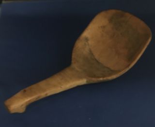 Antique Primitive Ladle Hand Carved Wooden Scoop/paddle Maple (?) About 8 3/4” L