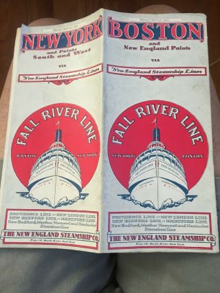 Antique Fall River Line England Steamship Co Schedule Rates Illustrated 1930