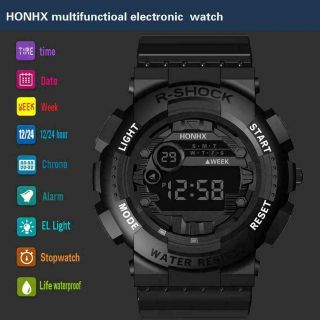 Mens Digital Led Watch Sports Outdoor Electronic Date Wristwatch Waterproof U6n7