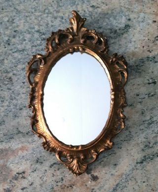 Antique Gold Gilded Wood Framed Oval Mirror