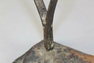 RARE EARLY 18TH C AMERICAN HEART DECORATED WROUGHT IRON SPLINT OR RUSH HOLDER 6