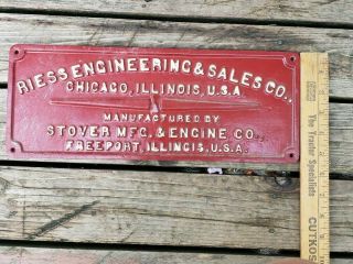 RARE CAST IRON STOVER MFG.  & ENGINE CO.  (BUILDING SIGN) ? 2